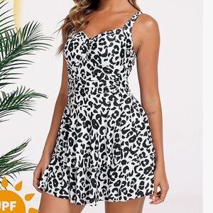 Chic Black and White Leopard One Piece Swimsuit